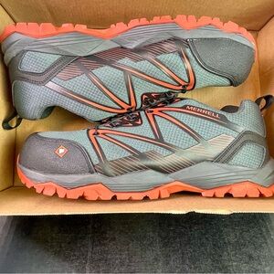 Merrell Grey & Orange Fullbench Composite Toe Work Shoe size 8